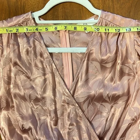 NSR Nara Faux Wrap Long Sleeve Rose Pink Dress Medium - Picture 7 of 12